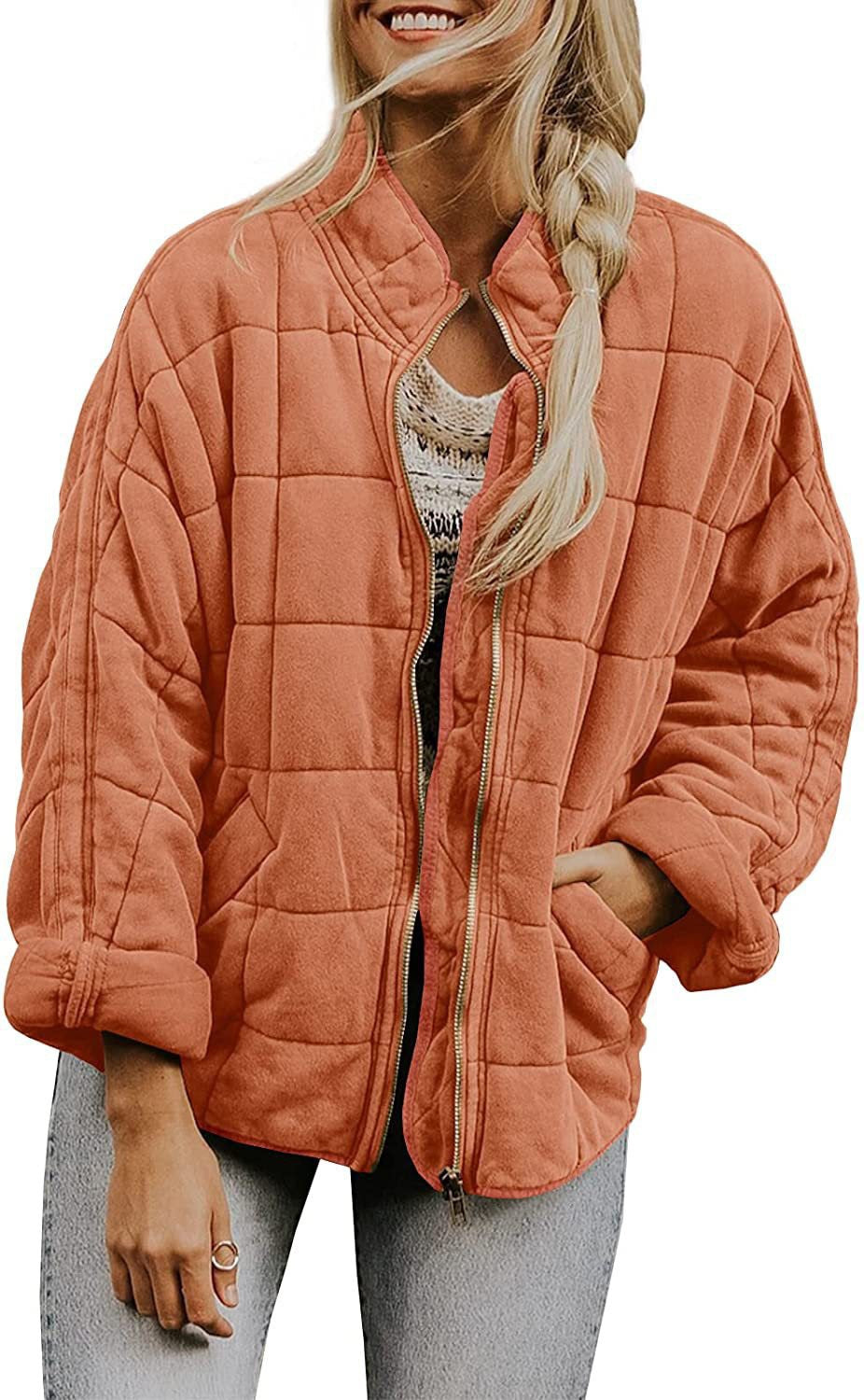 Kadın Oversize Peluş Kare Desenli Mont