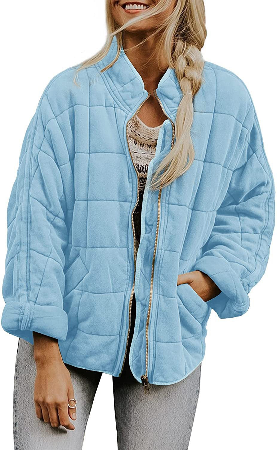 Kadın Oversize Peluş Kare Desenli Mont