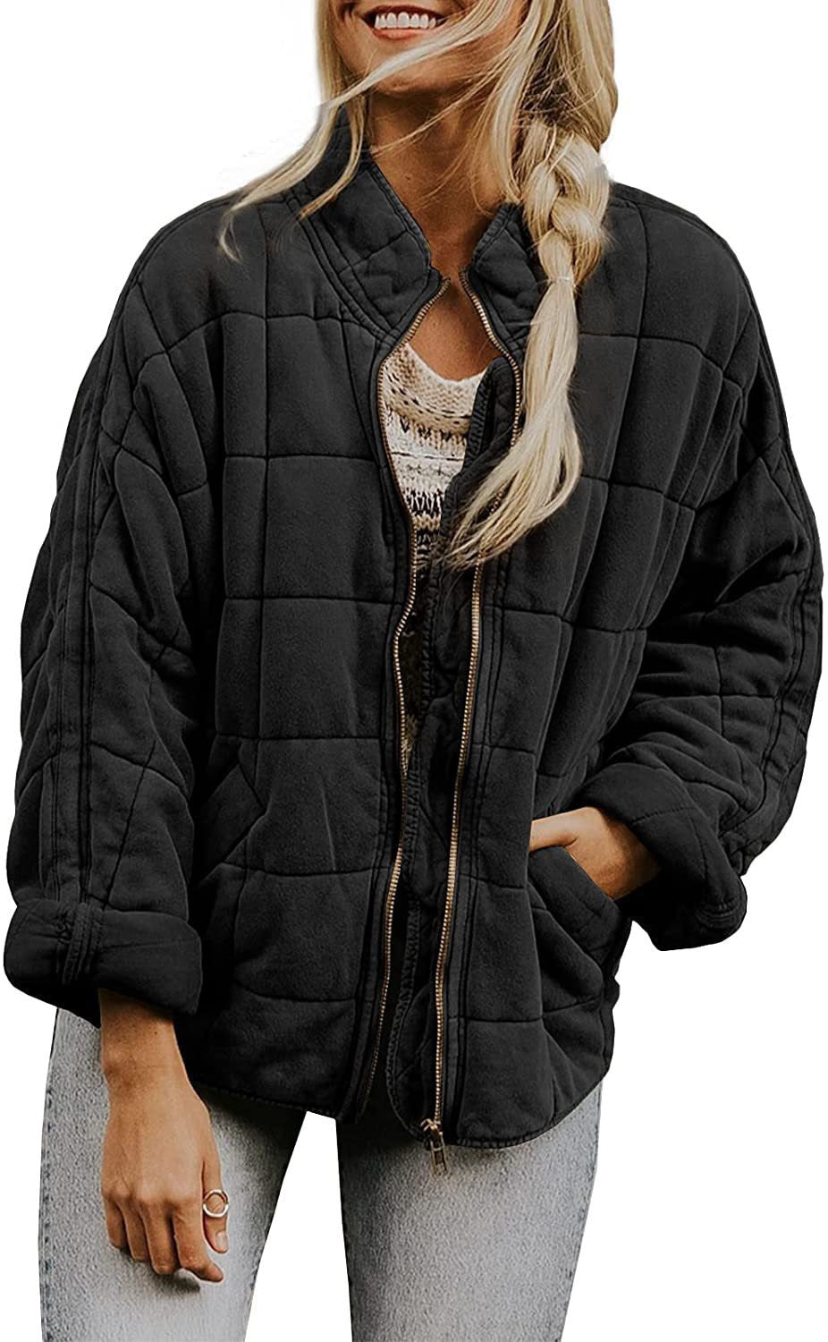 Kadın Oversize Peluş Kare Desenli Mont