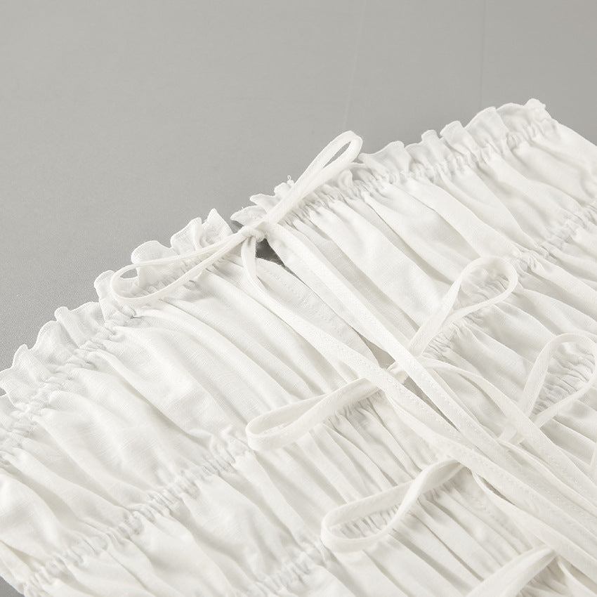 Lamoderoyale™ | White Linen Strapless Takım – İki Parça Yaz Seti