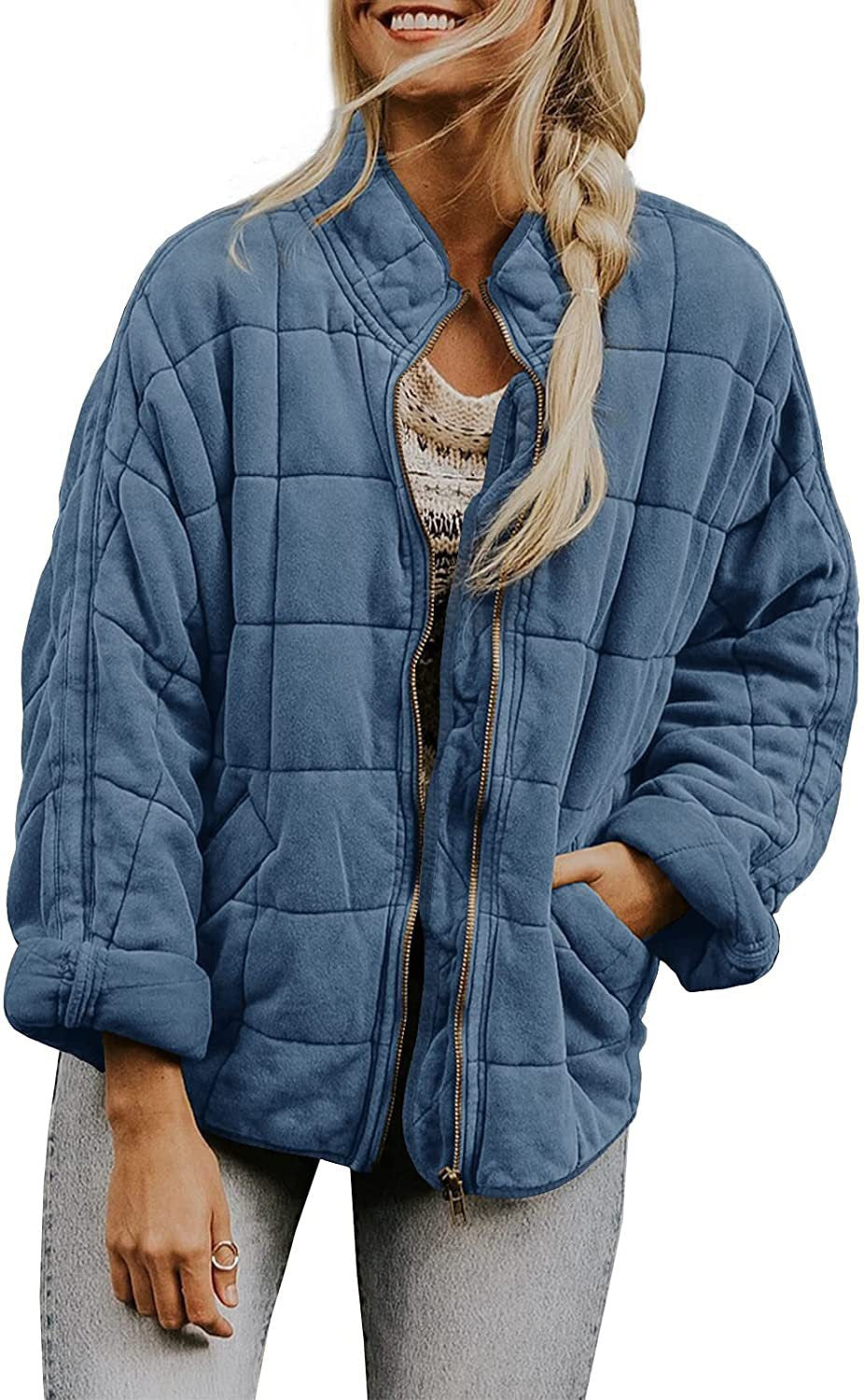 Kadın Oversize Peluş Kare Desenli Mont