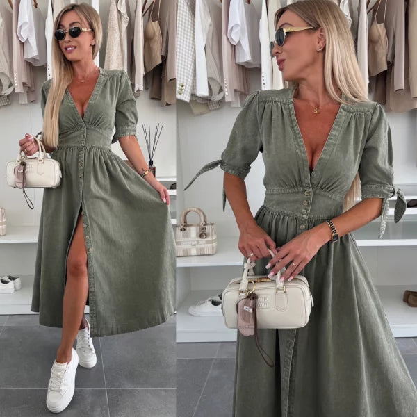 Lamoderoyale™ | Luxe Parlak Kot Elbise