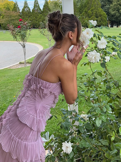 Lamoderoyale™ | Viola Pleated Şifon Elbise