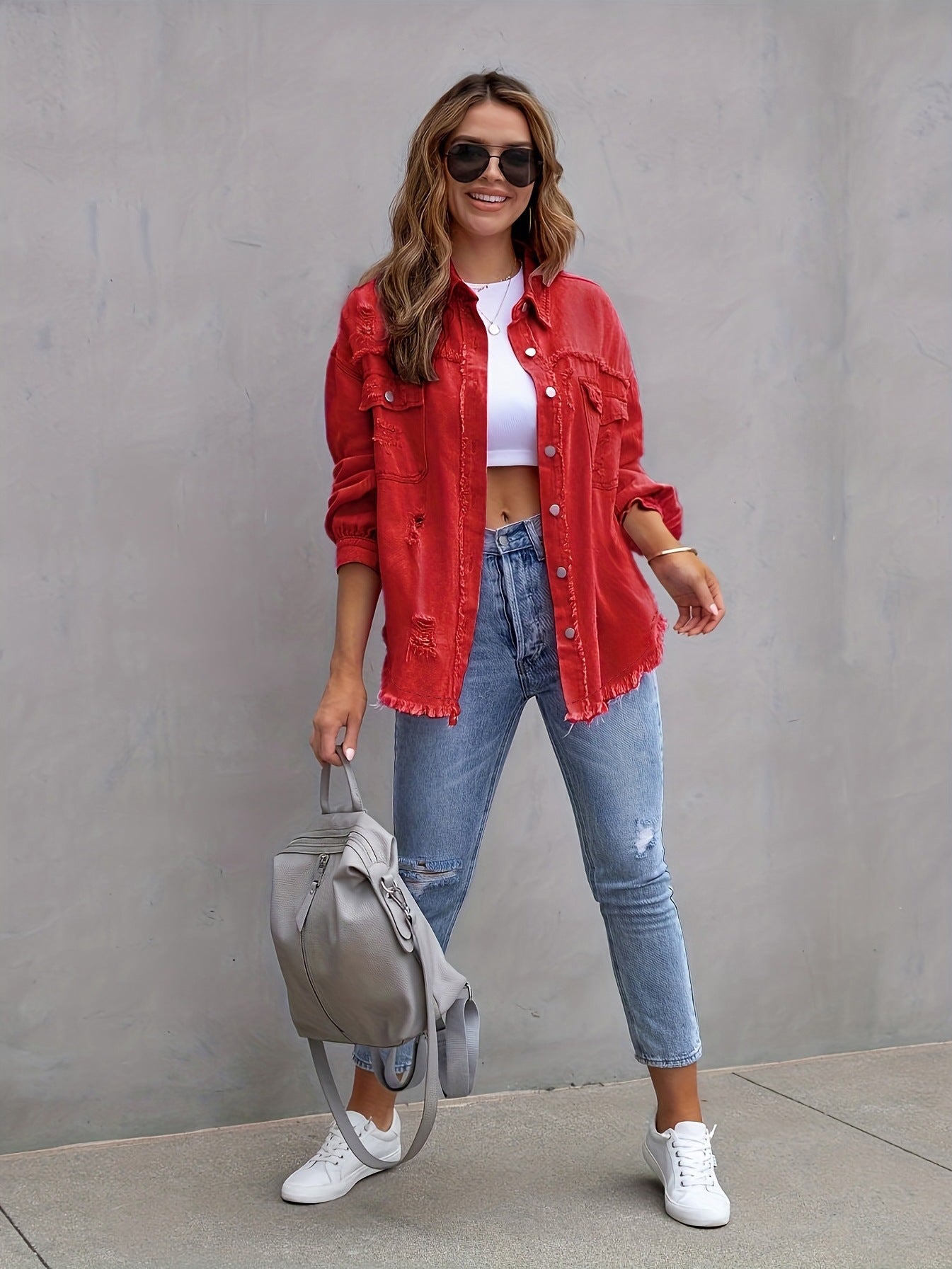 Lamoderoyale™ | Yırtık Görünümlü Denim Ceket