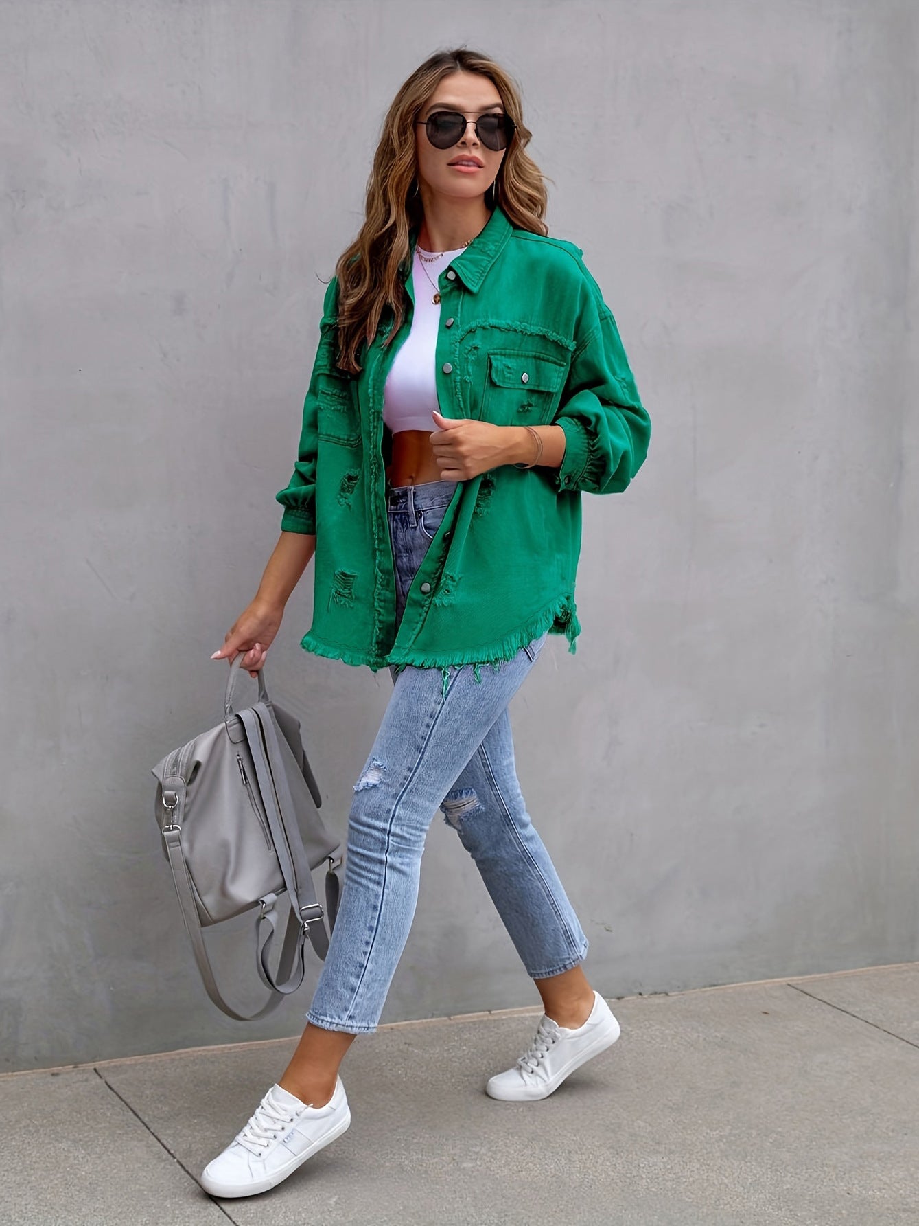 Lamoderoyale™ | Yırtık Görünümlü Denim Ceket