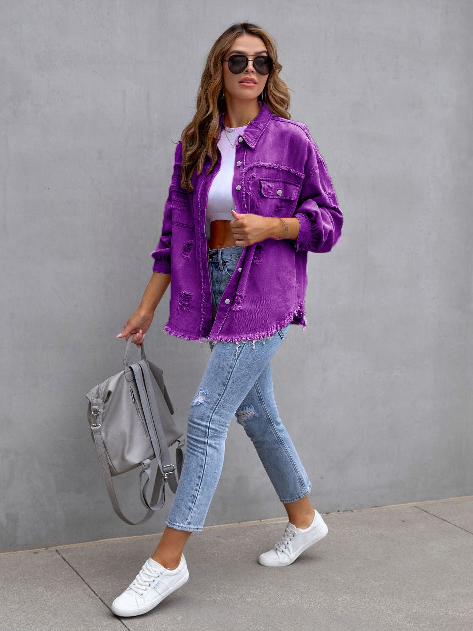 Lamoderoyale™ | Yırtık Görünümlü Denim Ceket