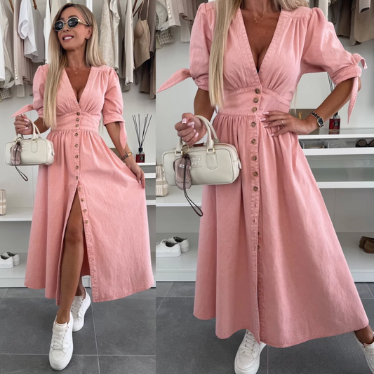 Lamoderoyale™ | Luxe Parlak Kot Elbise